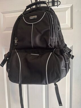 Black Travel lunch bag Backpack with White Trim